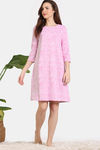 Zivame Hide N Seek Knit Cotton Knee Length Nightdress - Candy Pink — thumbnail 2